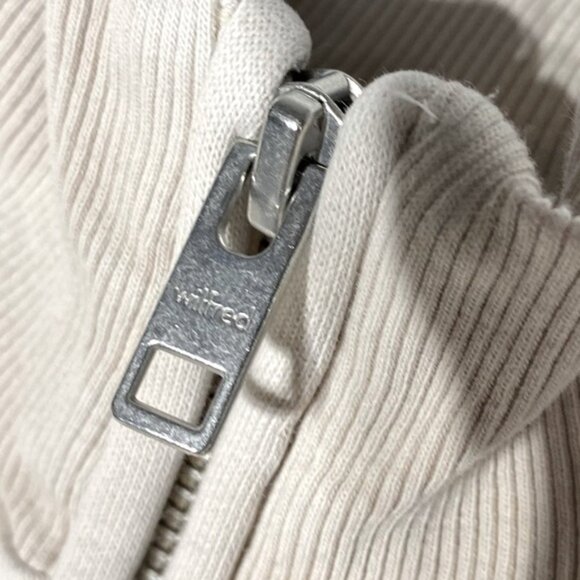 Aritiza Wilfred Free Beige Cotton Blend Cropped Half Zip Mock Neck Sweatshirt XS - Picture 7 of 15